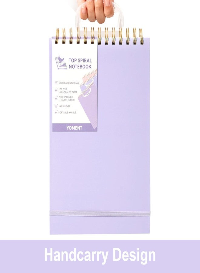 Yoment Top Spiral Notebook, Hardcover Steno Pads, 240 Pages Top Bound Spiral Notebooks, 7"x10" College Ruled Spiral Notepad Left-Handed Notebooks for Work School Office Business,Purple - Image 4