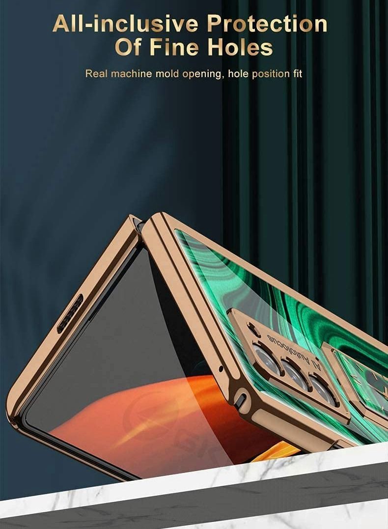 Y&D Case for Samsung Galaxy Z Fold 2 5G Plating Glass All-Inclusive Hard Shell Compatible Cover with 360° Rotable Magnetic Ring Stand (Black) - Image 3