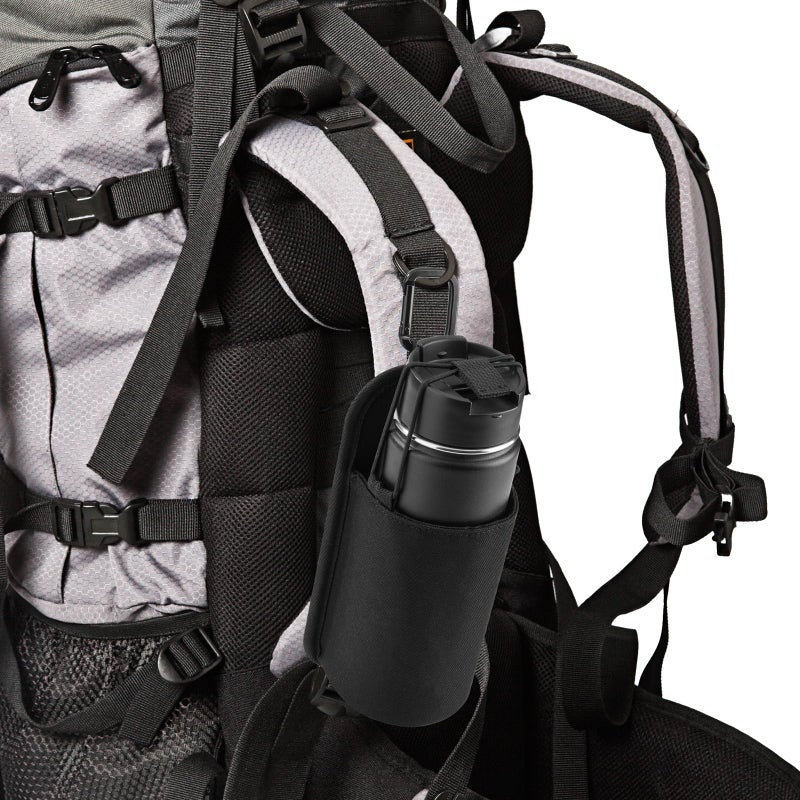 Xxerciz Water Bottle Holder for Backpack Shoulder Strap, Nylon Water Bottle Strap with Drawstring Carabiner, Portable Backpack Attachment Water Bottle Pouch for Hiking Walking Camping - Image 2