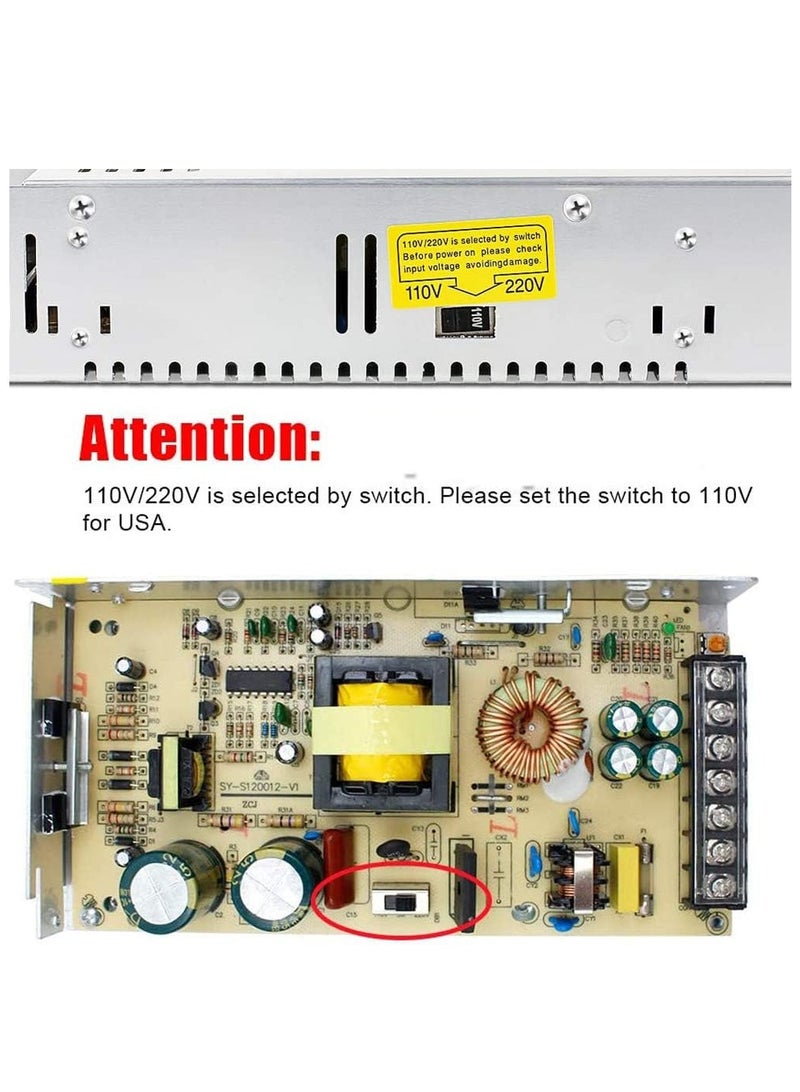 جوميز محول طاقة LED 12 فولت 30 أمبير 360 واط - محول تبديل من 110 فولت / 220 فولت تيار متردد إلى تيار مستمر 12 فولت للاستخدام العالمي، مثالي لأضواء الشرائط، العلامات، الصوت ومشاريع الكمبيوتر - Image 4