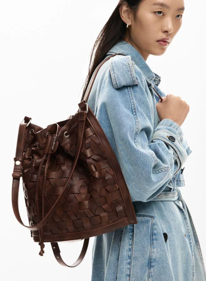 DESIGUAL Brown Medium braided drawstring backpack for Women | Best Price UAE