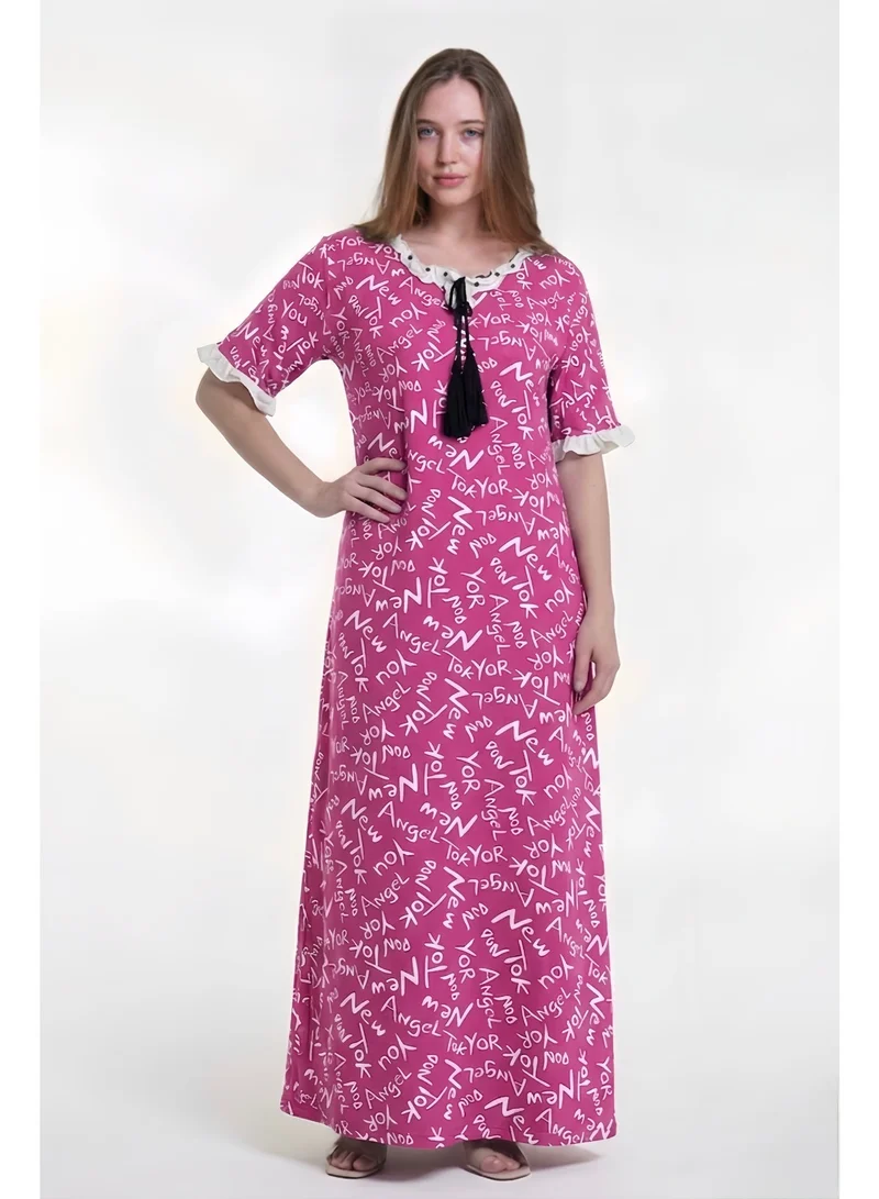 AL BENT AL SHARQIEH Women Maxi Printed Cotton Sleeping Dress