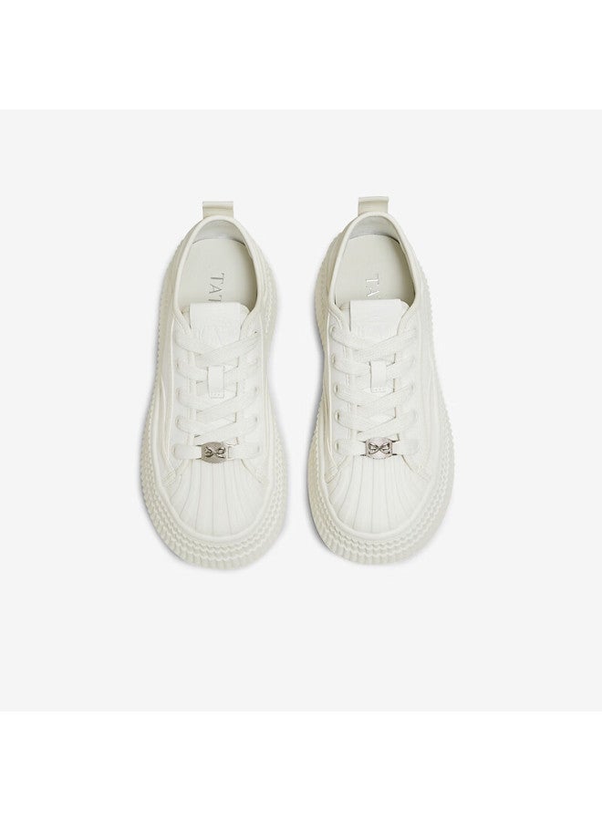Tata Women's Shoes Spring New Fashion Casual Sneakers Versatile White Sneakers White Size 40 - Image 3