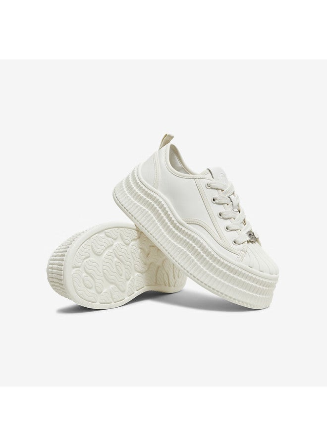 Tata Women's Shoes Spring New Fashion Casual Sneakers Versatile White Sneakers White Size 40 - Image 5