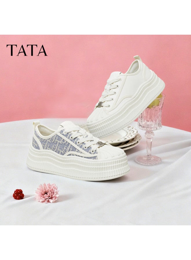 Tata Women's Shoes Spring New Fashion Casual Sneakers Versatile White Sneakers White Size 40 - Image 1