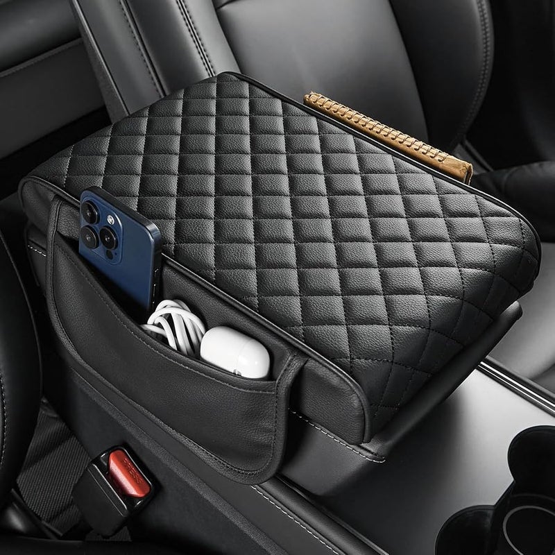 جوي توتوس JOYTUTUS Universal Center Console Cover, PU Leather Arm Rest Cover with Storage Bag, Middle Console Cover Protector for SUV Sedan Truck - Image 1