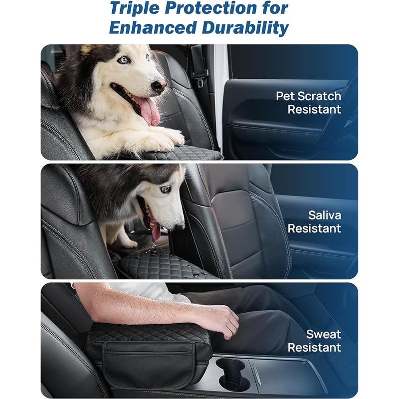 جوي توتوس JOYTUTUS Universal Center Console Cover, PU Leather Arm Rest Cover with Storage Bag, Middle Console Cover Protector for SUV Sedan Truck - Image 4