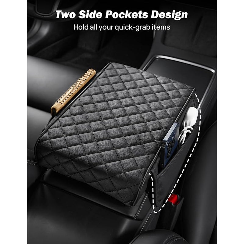 جوي توتوس JOYTUTUS Universal Center Console Cover, PU Leather Arm Rest Cover with Storage Bag, Middle Console Cover Protector for SUV Sedan Truck - Image 5