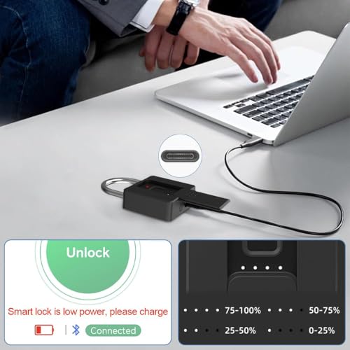 Elinksmart Key Padlock with Fingerprint Bluetooth App eLinkSmart Combination Lock: Large Padlock for Truck Gate Footlocker Gym Locker Outdoor ​Waterproof Heavy Duty Support iOS Watch - Image 5