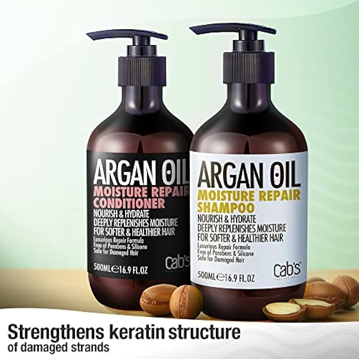 Cab's Argan Oil Shampoo and Conditioner Set for Women and Men - Best Gift for Damaged, Thinning Hair, Curly or Frizzy Hair - Paraben Free 2 x 16.9 fl oz - Image 4