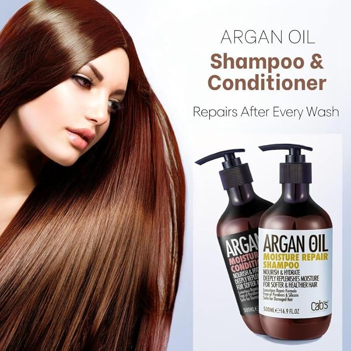 Cab's Argan Oil Shampoo and Conditioner Set for Women and Men - Best Gift for Damaged, Thinning Hair, Curly or Frizzy Hair - Paraben Free 2 x 16.9 fl oz - Image 5