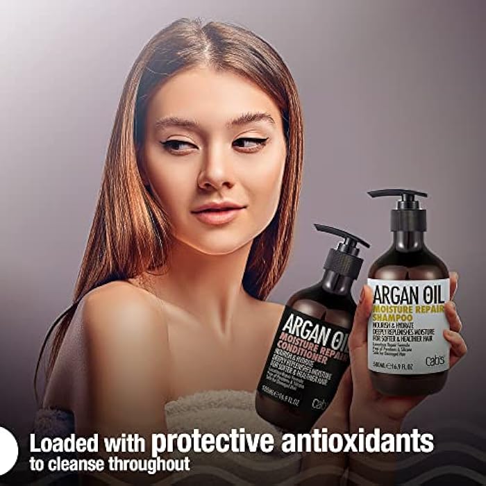 Cab's Argan Oil Shampoo and Conditioner Set for Women and Men - Best Gift for Damaged, Thinning Hair, Curly or Frizzy Hair - Paraben Free 2 x 16.9 fl oz - Image 2
