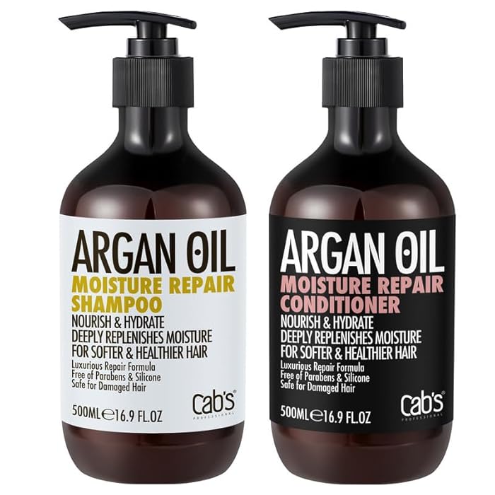 Cab's Argan Oil Shampoo and Conditioner Set for Women and Men - Best Gift for Damaged, Thinning Hair, Curly or Frizzy Hair - Paraben Free 2 x 16.9 fl oz - Image 1