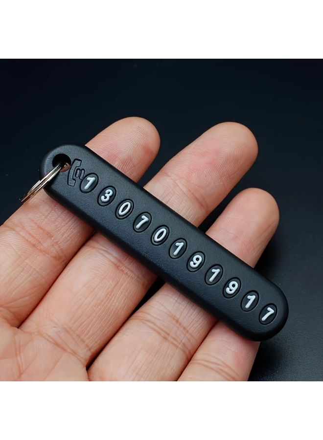 2 Pack Black Anti Loss Key Number Plates Tags with Phone Holder Durable Plastic Keychain - Image 2