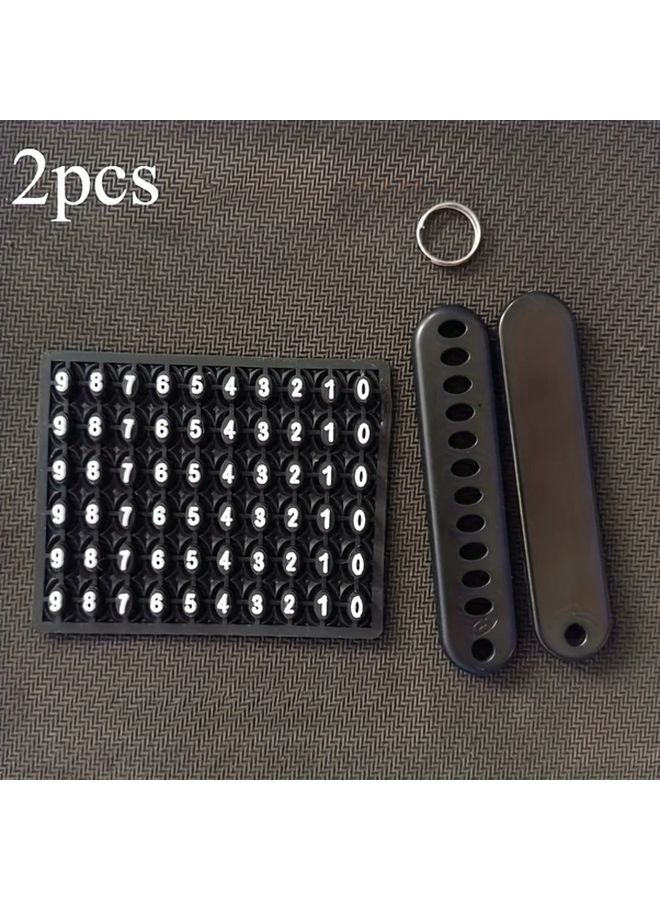 2 Pack Black Anti Loss Key Number Plates Tags with Phone Holder Durable Plastic Keychain - Image 1