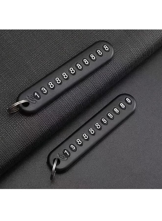 2 Pack Black Anti Loss Key Number Plates Tags with Phone Holder Durable Plastic Keychain - Image 5