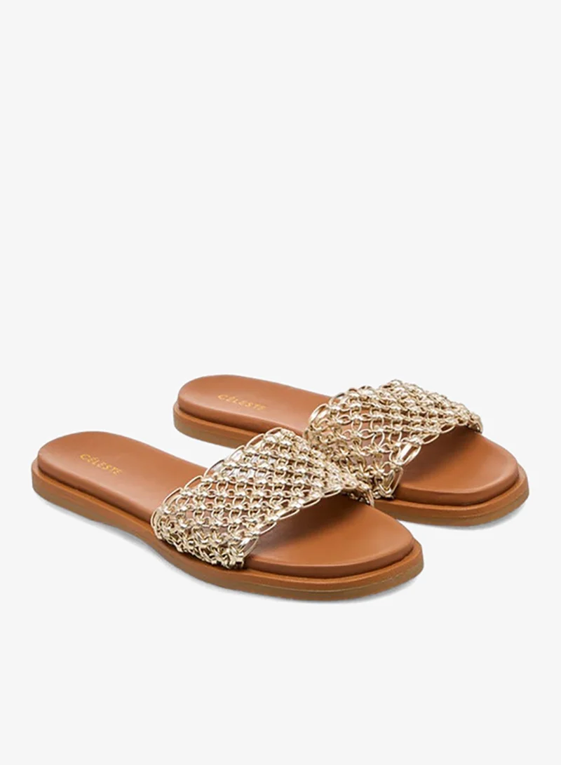 سيليست صنادل نسائية سهلة الارتداء بنقوش