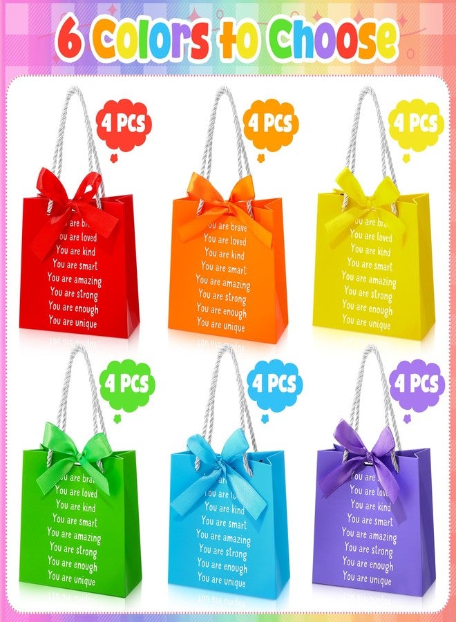 Kolldenn 24 Pack End of School Year Gift Bag with Handles Ribbon Rainbow Party Favors for Last Day of School Birthday Party Supplies (Elegant Style - Image 3