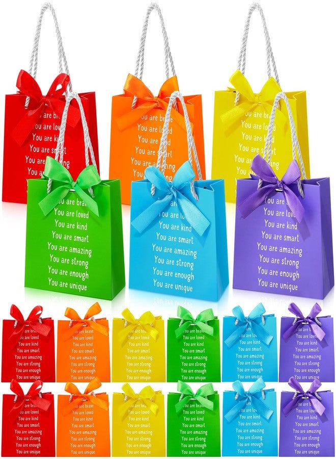 Kolldenn 24 Pack End of School Year Gift Bag with Handles Ribbon Rainbow Party Favors for Last Day of School Birthday Party Supplies (Elegant Style - Image 1