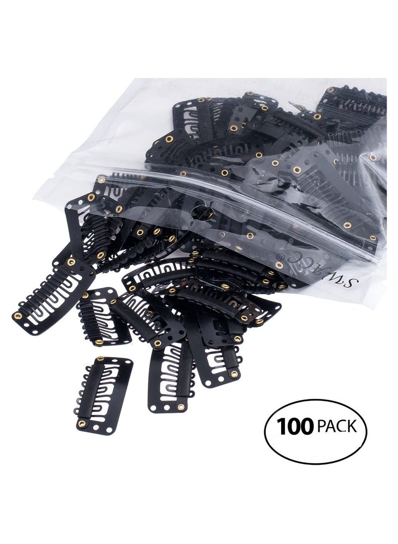 إستيل 100 قطعة على شكل حرف U مشابك إطباق معدنية إضافية لتمديد الشعر هيربيسي لتقوم بها بنفسك مشط خاطف مقاطع شعر مستعار مع المطاط الأسود - Image 1