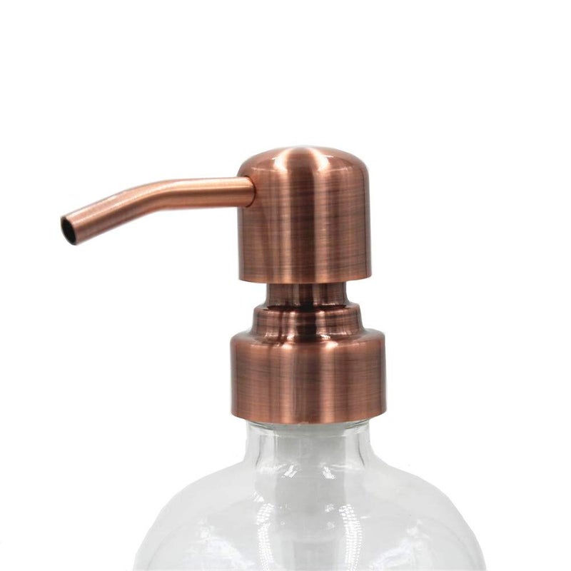 CHBJDAN عبوة زجاجية سميكة شفافة بحجم 2 مع مضخة من الفولاذ المقاوم للصدأ النحاسي، زجاجات بوسطن دائرية شفافة سعة 16 أونصة مع مضخة مقاومة للصدأ للزيوت الأساسية، المستحضرات، والصابون - Image 2