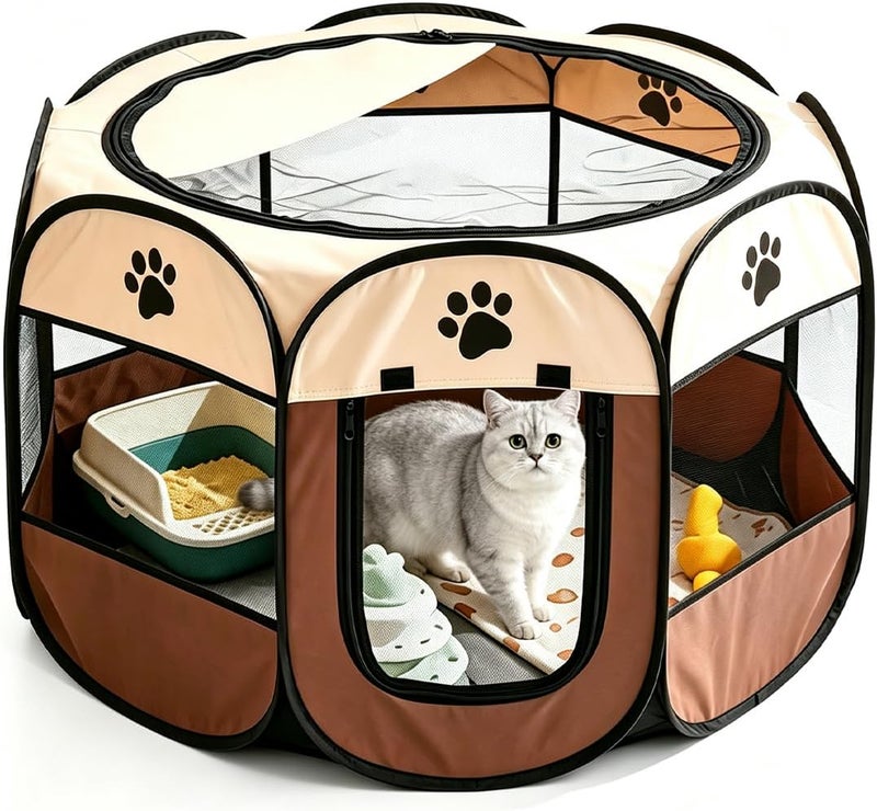 Sharpdo Foldable Dog & Cat Playpen with Removable Zipper Top Soft Tent - Image 1