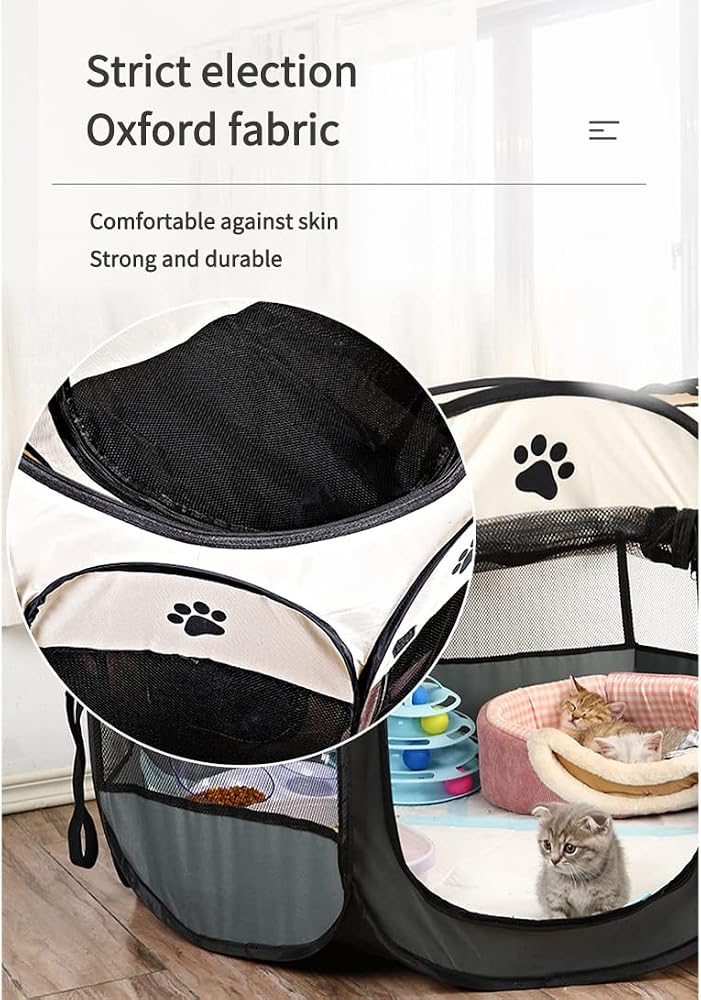 Sharpdo Foldable Dog & Cat Playpen with Removable Zipper Top Soft Tent - Image 2