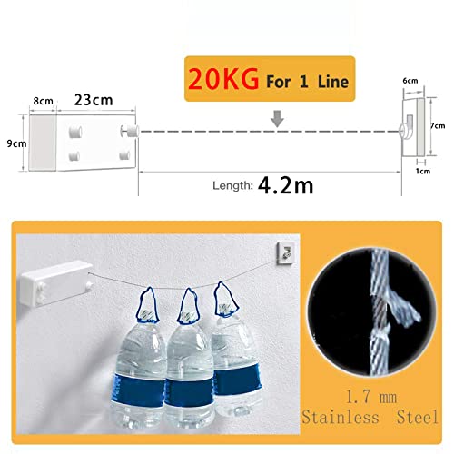 JOOM Retractable Clothesline-Clothes Line Retracting Indoor-Clothes Drying Line-Double Retractable Clothes Lines for Hanging Clothes Outdoor with 13.8 Ft Steel Wire, Clothing Line/Laundry Line, White - Image 4