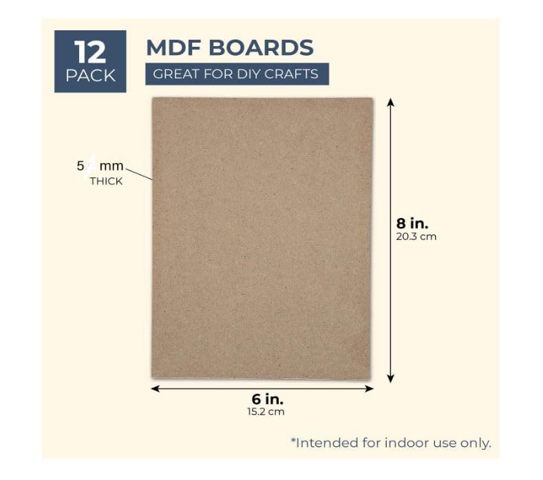 Ormango Pack of 12,5 MM Thick MDF Board Sheets Strong Square Shape 8 inch x 6 inch MDF Boards Sheets for DIY Art and Craft Durable Material, Perfect Size for Painting - Image 2