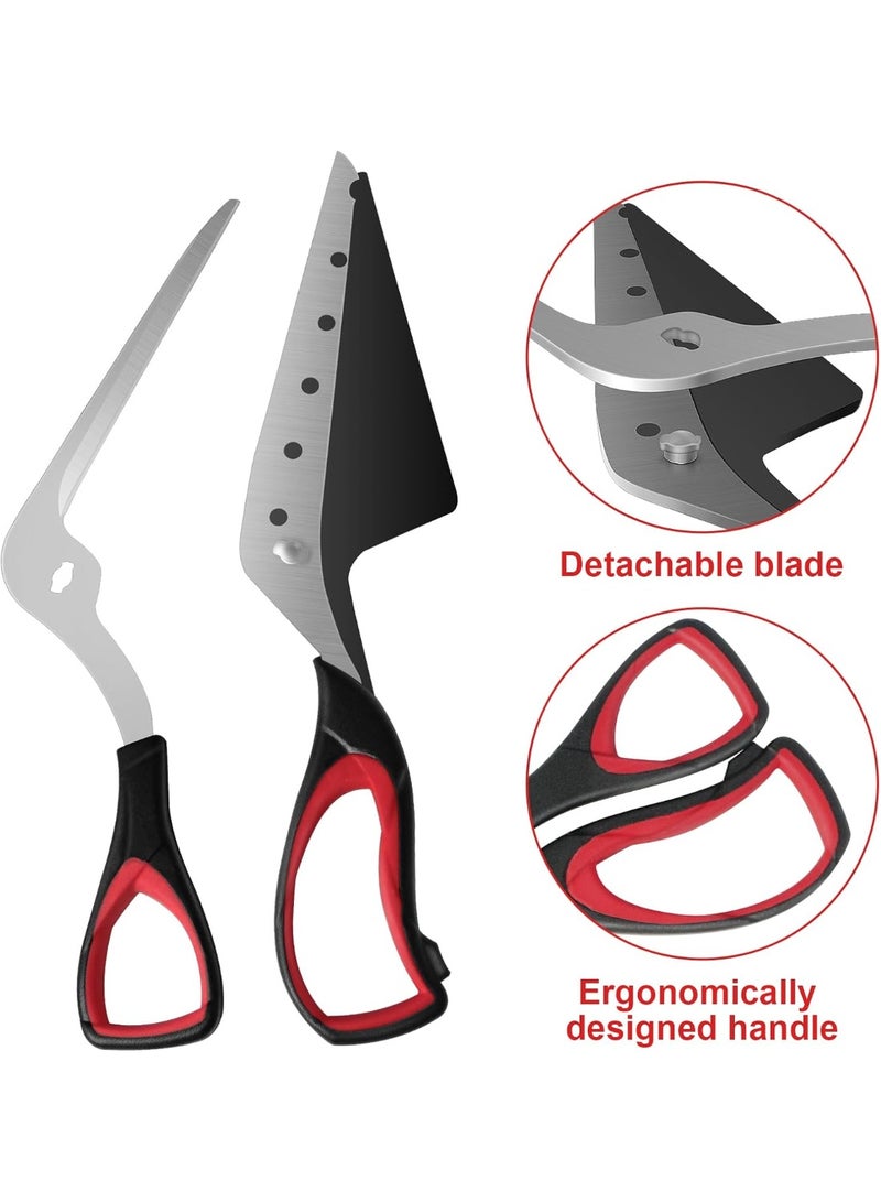 سونسر مقص بيتزا مع مجرفة ، مقص قاطع بيتزا ، شفرة حادة من الفولاذ المقاوم للصدأ من الدرجة الغذائية ومقبض قبضة ناعم - Image 3