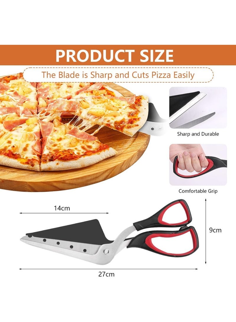 سونسر مقص بيتزا مع مجرفة ، مقص قاطع بيتزا ، شفرة حادة من الفولاذ المقاوم للصدأ من الدرجة الغذائية ومقبض قبضة ناعم - Image 2