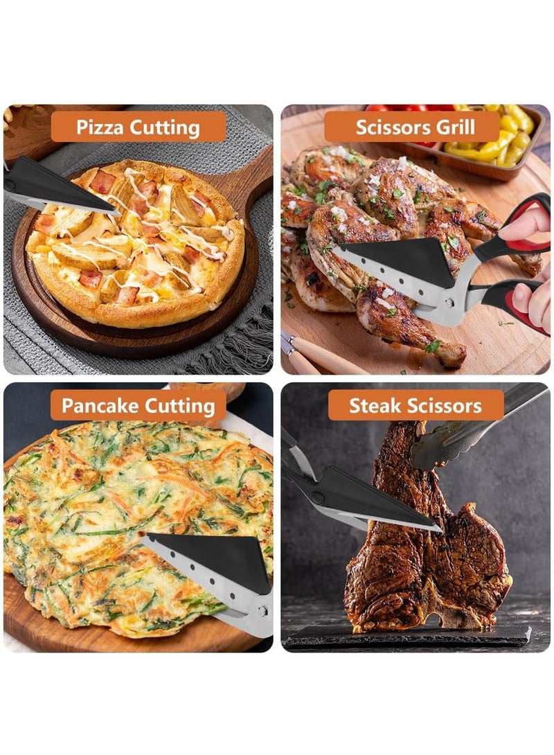 سونسر مقص بيتزا مع مجرفة ، مقص قاطع بيتزا ، شفرة حادة من الفولاذ المقاوم للصدأ من الدرجة الغذائية ومقبض قبضة ناعم - Image 4