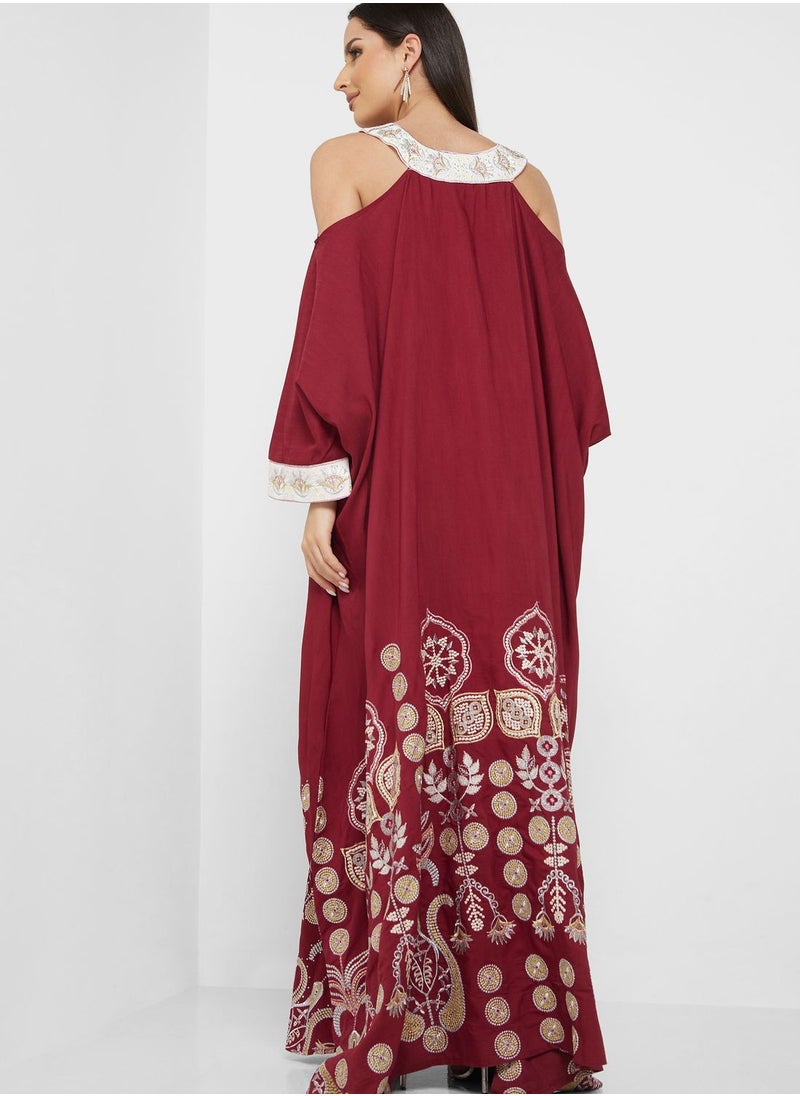 House of Moda - Cold Shoulder Printed Dress - Image 1