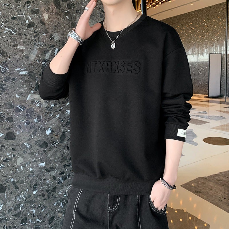 Mens Hoodie Hoodie Spring and Autumn 2024 New Round Neck Base Shirt Top Trendy Brand All-match Casual Long-sleeved T-shirt Lu 215 Black