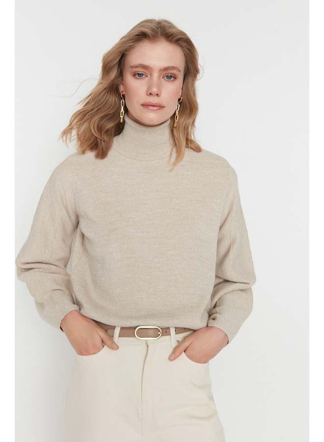 trendyol Stone Basic Turtleneck Knitwear Sweater TWOAW21KZ0485 - Image 1