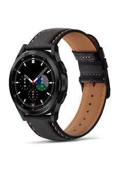 Tasikar 20mm Leather Bands Compatible with Samsung Galaxy Watch 6/5/4 Band/Watch 6 Classic 43mm 47mm/Watch 5 Pro Band, Genuine Leather Strap Bracelet for Galaxy Watch 4 Classic/Watch 3, Black  - Image 1