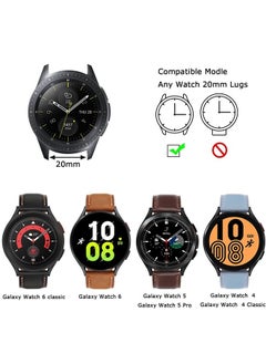 Tasikar 20mm Leather Bands Compatible with Samsung Galaxy Watch 6/5/4 Band/Watch 6 Classic 43mm 47mm/Watch 5 Pro Band, Genuine Leather Strap Bracelet for Galaxy Watch 4 Classic/Watch 3, Black  - Image 5