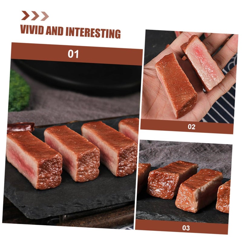 4Pcs Realistic Cooked Beef Steak Food Models Kitchen Display Props - Image 3