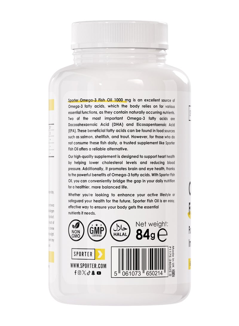Sporter Omega-3 Fish Oil 1000mg | 60 Softgel Capsules | High-Potency Omega-3 Fatty Acids for Heart, Brain & Joint Health | Supports Cholesterol & Blood Pressure | Pure & Natural Formula - Image 3