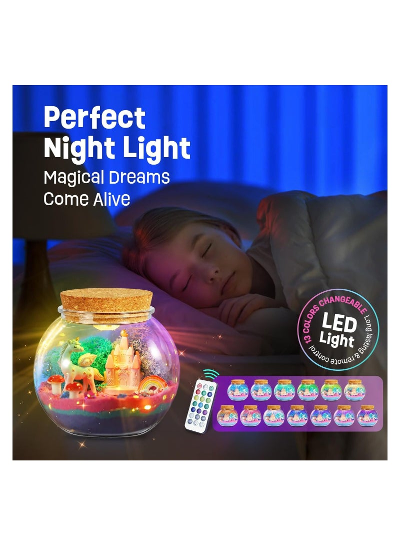SYOSI Light-Up Unicorn Terrarium Kit Unicorn Terrarium Kit Birthday Gift for Girls  DIY Unicorn Toys for Girls Arts and Crafts Kit Best Girls Presents Stuff - Image 4