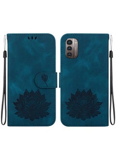 For Nokia G21 / G11 Lotus Embossed Leather Phone Case(Dark Blue)