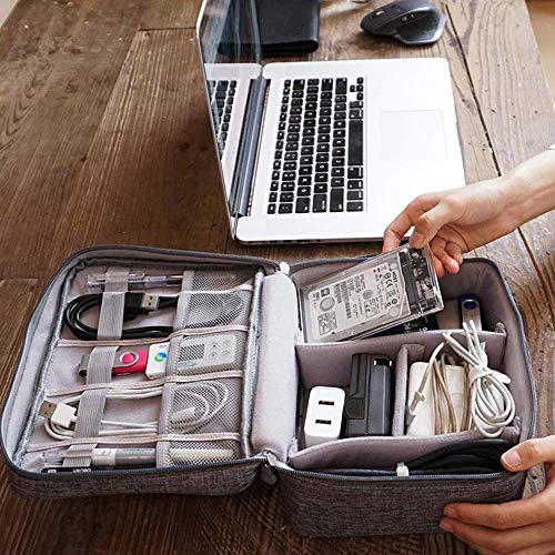 Greeya Cable Accessories Bag Organizer with 3 Removable Dividers | Travel Portable Gadget Storage and Carrying Case for Cables | Waterproof Universal Cord Storage Pouch for Office Home - Image 3