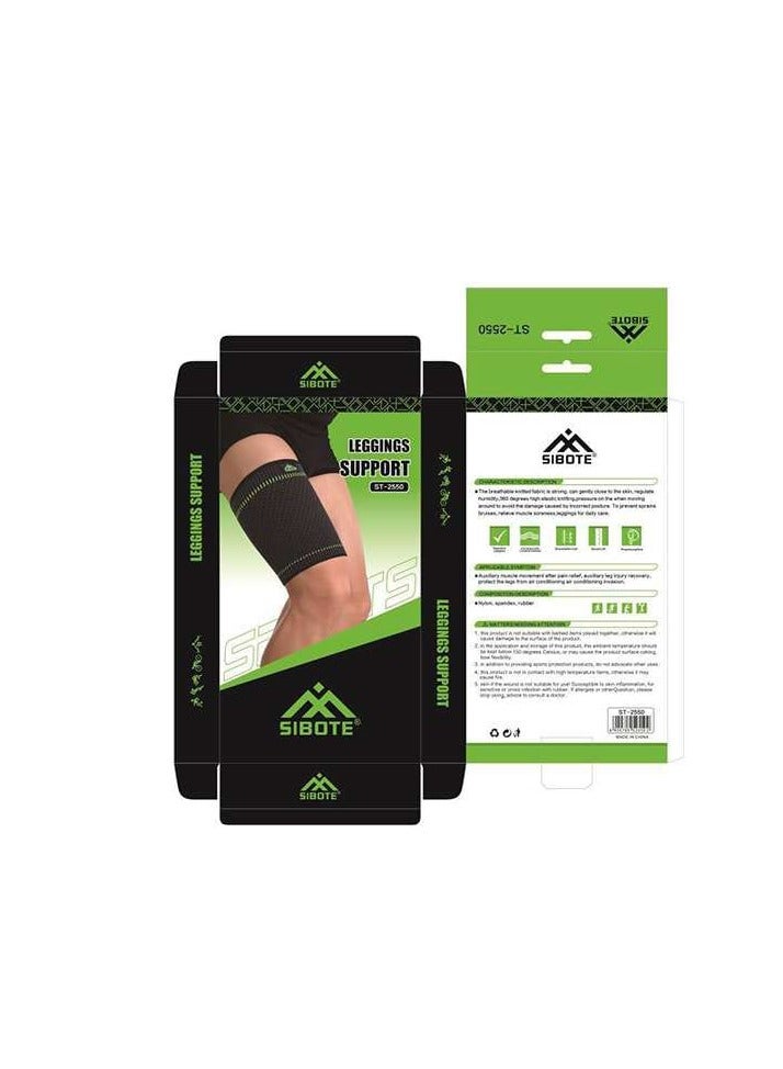 SIBOTE The SIBOTE 2-Piece Sports Thigh Support provides optimal muscle support and compression, helps relieve pain and fatigue, and protects against injury during exercise or daily activities. Made of flexible, breathable fabric for greater comfort and flexible movement. - Image 2