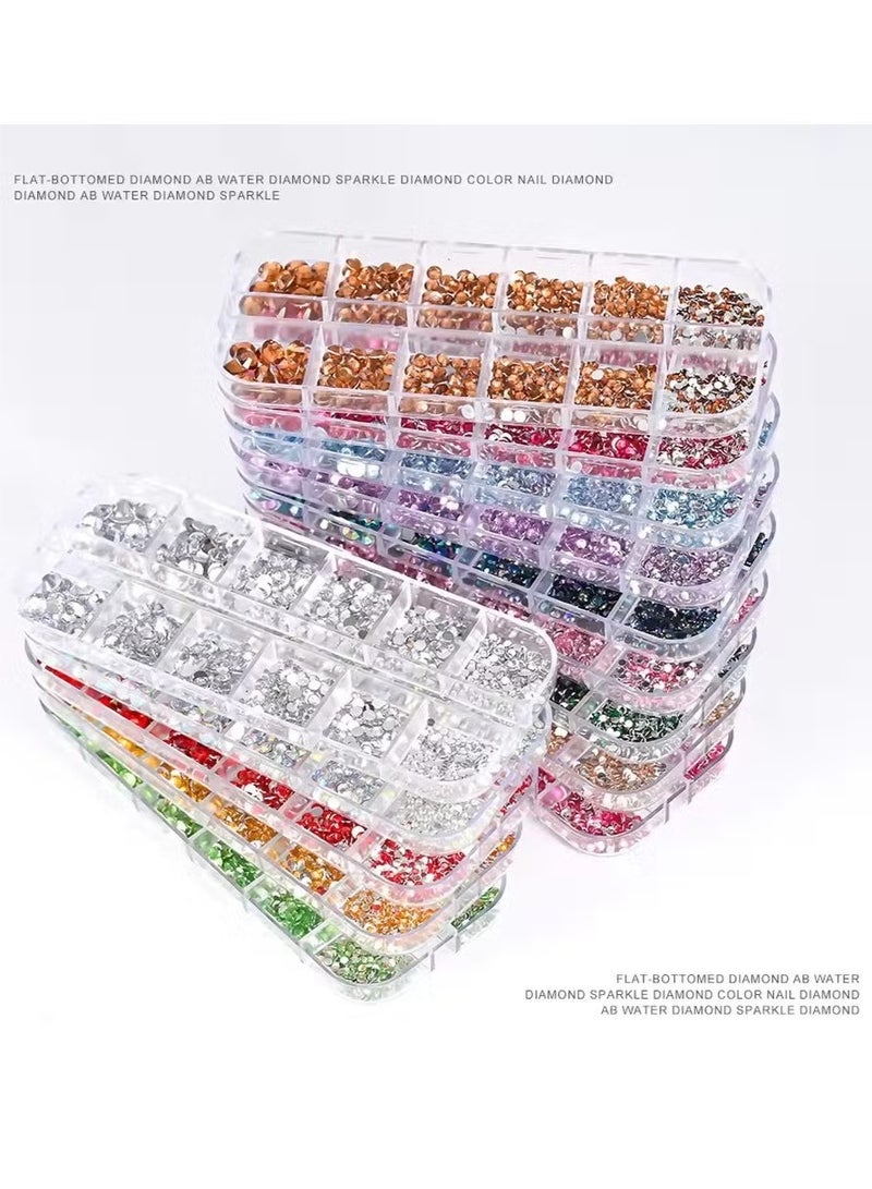 هتك کركس 12grids أحمر الأظافر الأحجار الكريمة Rhinestones 2/3/4/5mm مسطحة الظهر الأظافر الكريستال الماس SS6/10/16/20/30 مختلطة الزجاج الفاخر Rhinestones سحر - Image 4