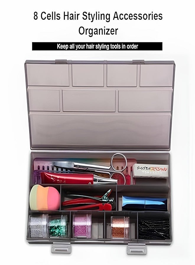 HECTOR Professional Beauty Accessory Box | 8 Grid Multipurpose Storage Organizer for Hair Styling Tools, Makeup & Nail Accessories | Portable, Durable & Travel-Friendly - Image 4
