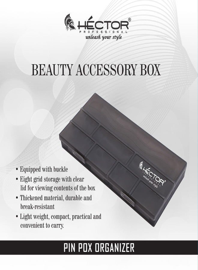 HECTOR Professional Beauty Accessory Box | 8 Grid Multipurpose Storage Organizer for Hair Styling Tools, Makeup & Nail Accessories | Portable, Durable & Travel-Friendly - Image 3