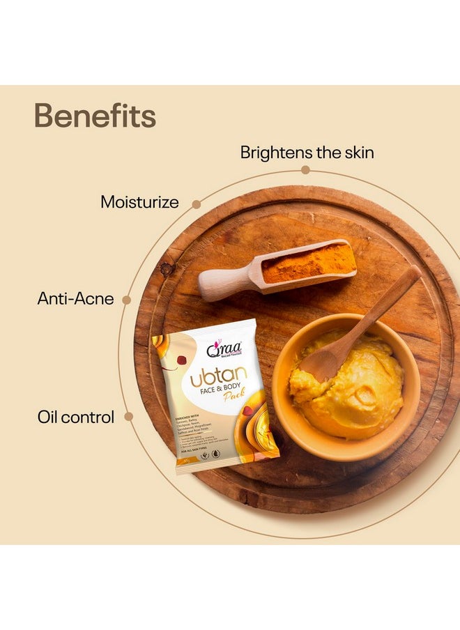 Qraa Ubtan Face Pack For Glow & Skin Brightening | Made With Turmeric, Chickpea & Rose Petal | Pack Of 3 |150G  - Image 3