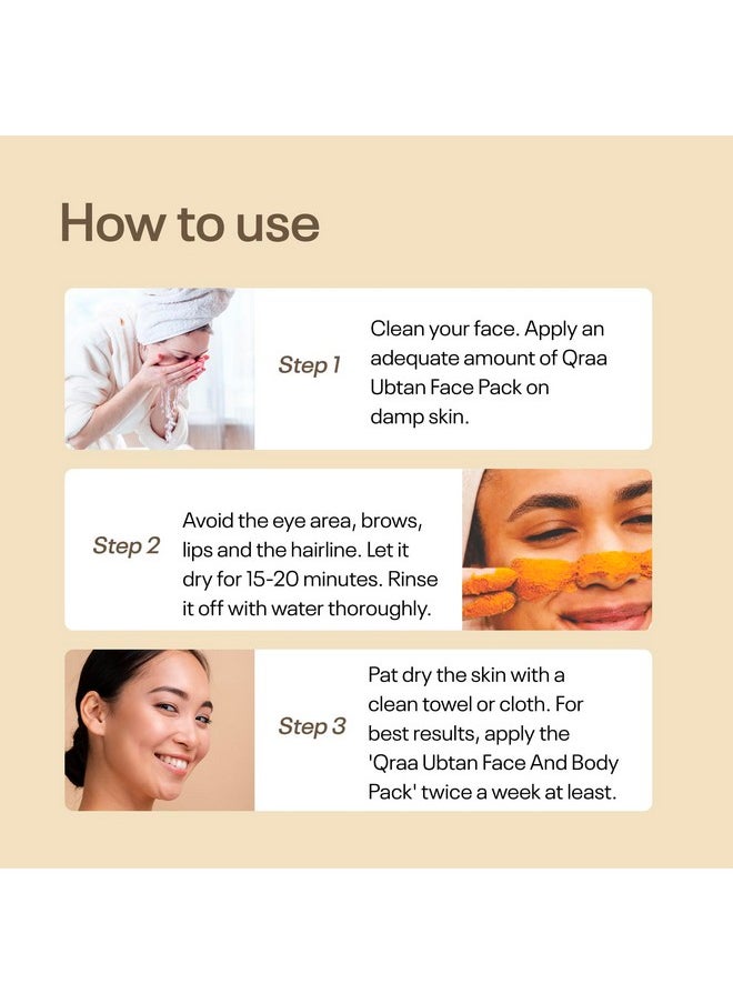 Qraa Ubtan Face Pack For Glow & Skin Brightening | Made With Turmeric, Chickpea & Rose Petal | Pack Of 3 |150G  - Image 5