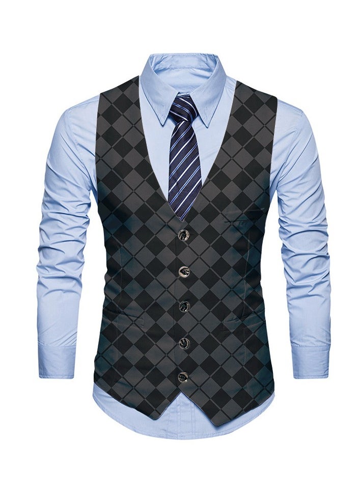 KUYING New Fashionable Personalized Printed Men's Suit Vest  - Image 1