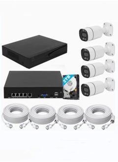 Poe Security Camera System,  IP Home Security Cameras 4CH 5MP NVR YUNSYE Cameras Two Way Audio, Floodlight, App View, Human Detection, Alarm Voice  with 4T Hard Disk